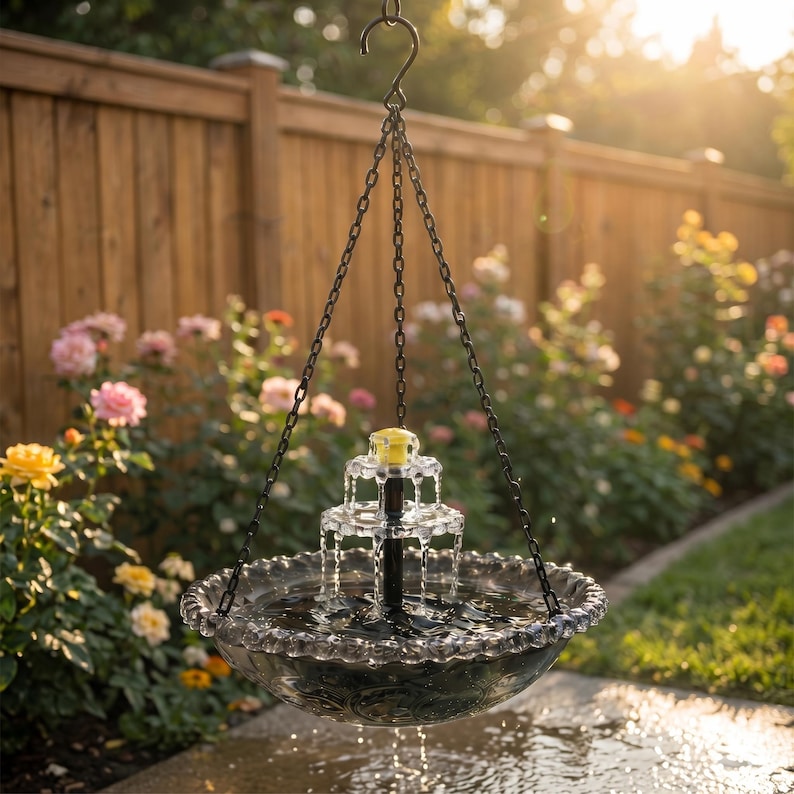 Hanging Solar Waterfall Bird Bath Fountain — Outdoor Hummingbird Feeder - BIRDLOVER