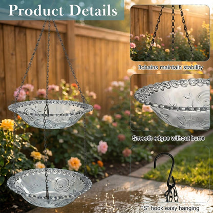 Hanging Solar Waterfall Bird Bath Fountain — Outdoor Hummingbird Feeder - BIRDLOVER