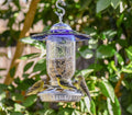 Bird Feeder — Handcrafted Glass Dispenser Blue Glass Plate - BIRDLOVER