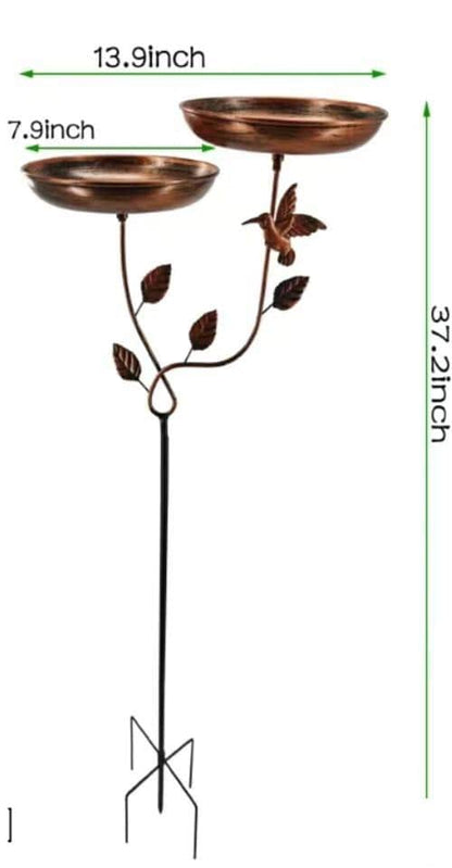 Double Layer Copper Bird Bath — Vintage Hummingbird Leaf Garden Decor - BIRDLOVER