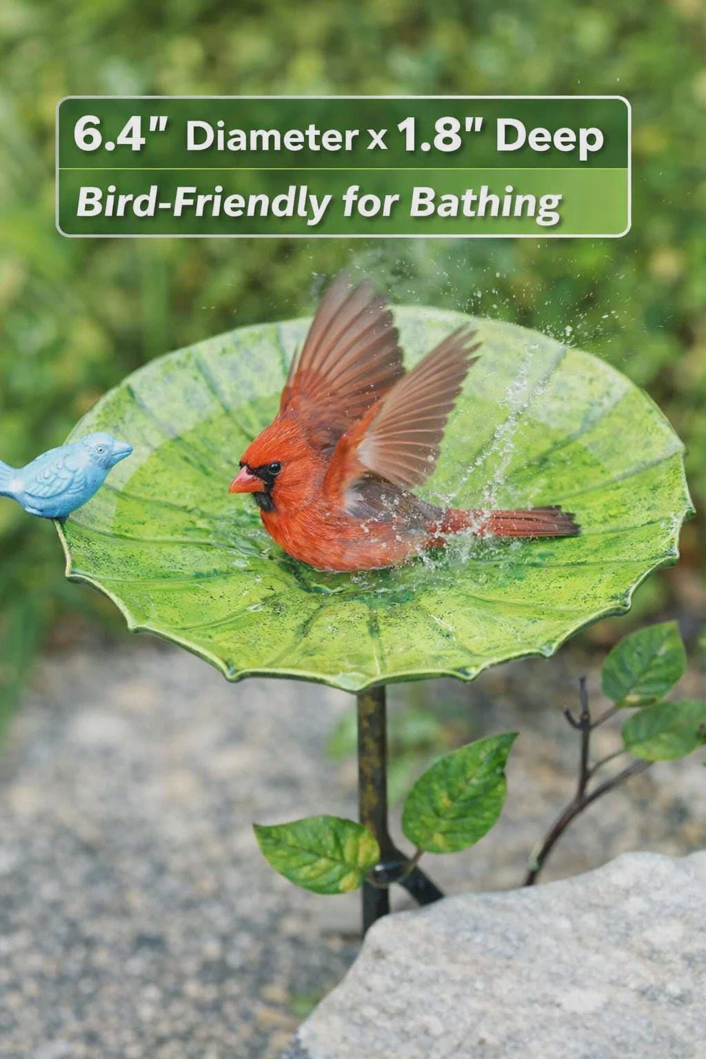 37-Inch Metal Bird Bath Feeder — 3 in 1 Garden Decor with Heavy Base - BIRDLOVER
