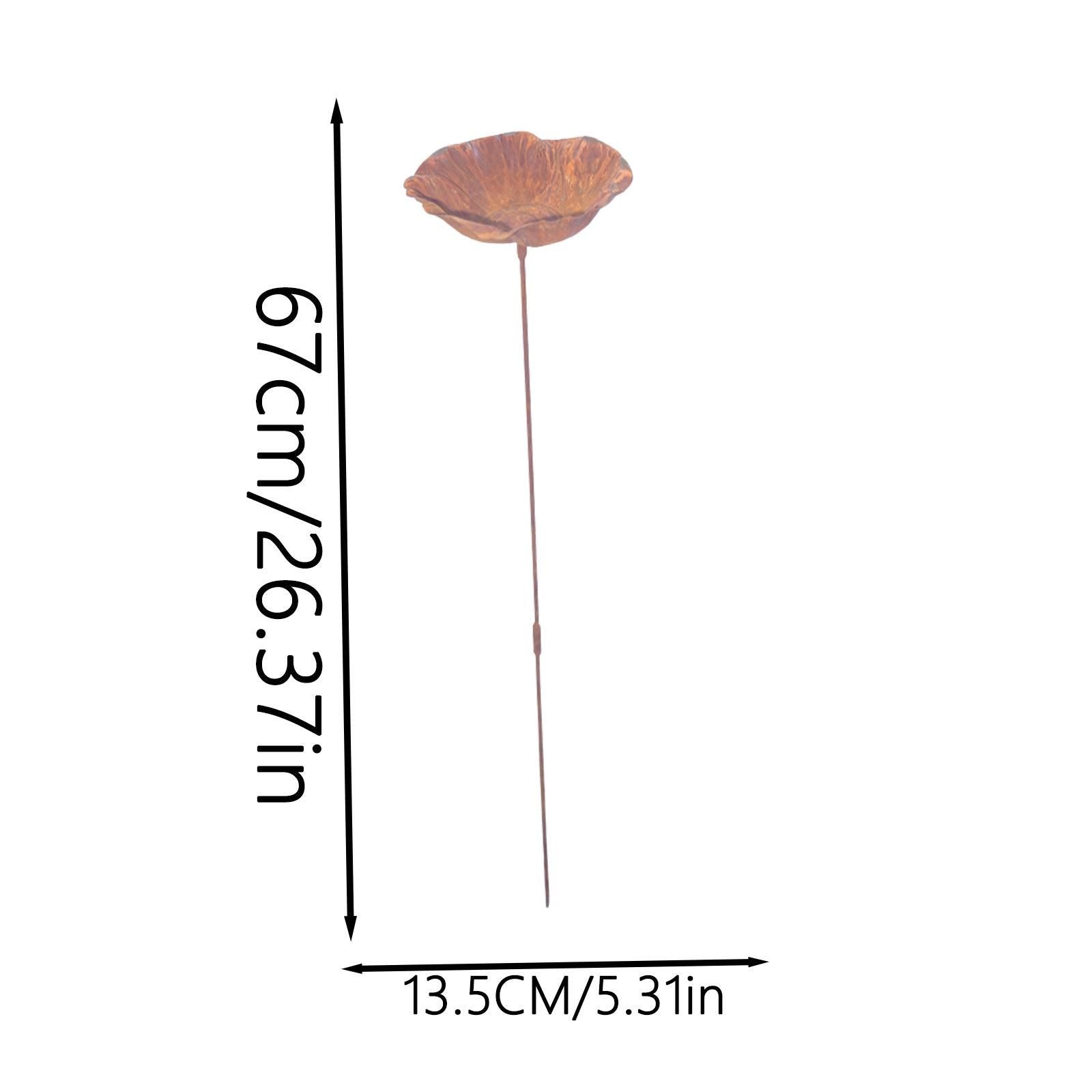 Metal Flower Bird Bath — Garden Stake Rustic Outdoor Garden Decor - BIRDLOVER