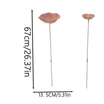 Metal Flower Bird Bath — Garden Stake Rustic Outdoor Garden Decor - BIRDLOVER