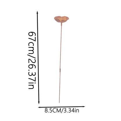 Metal Flower Bird Bath — Garden Stake Rustic Outdoor Garden Decor - BIRDLOVER