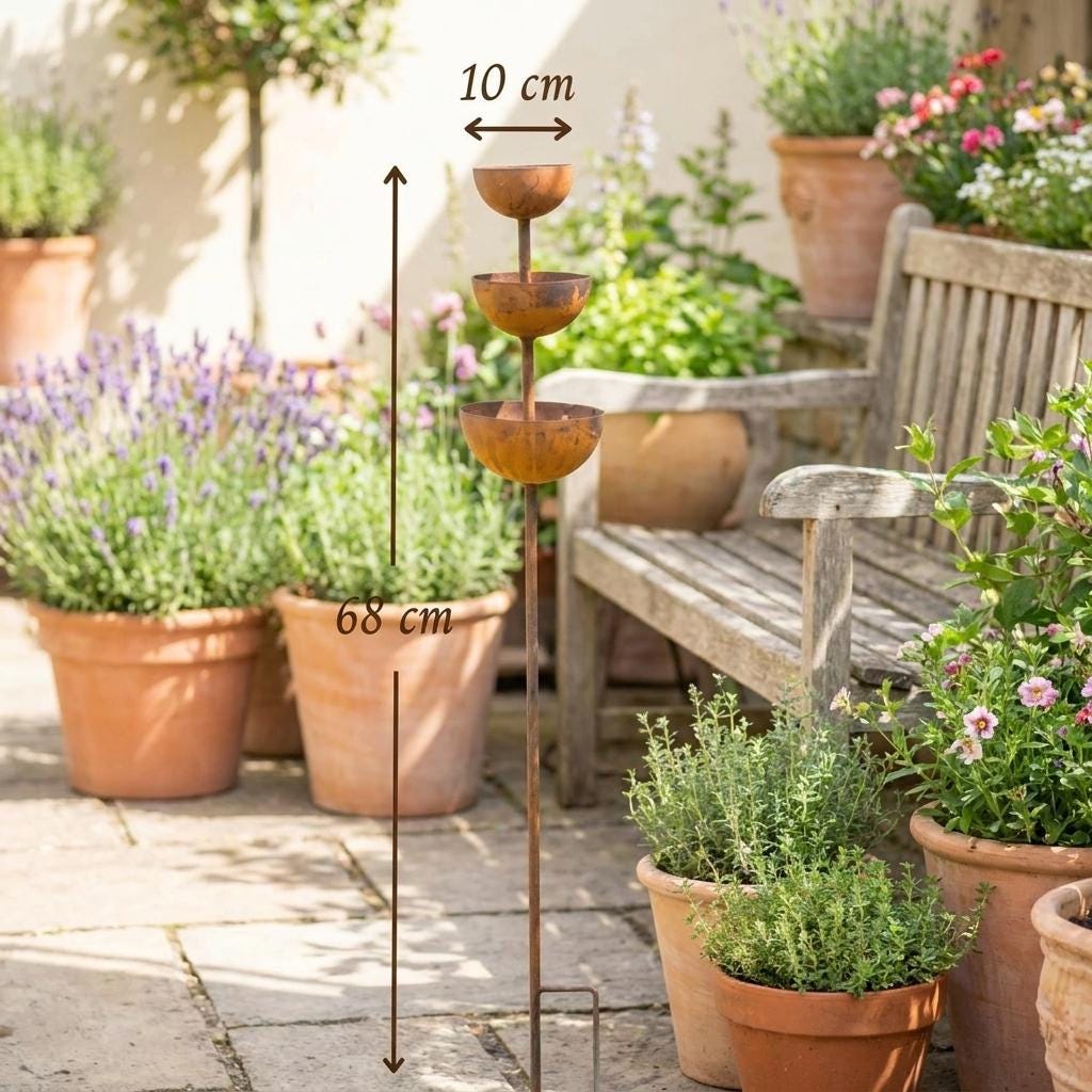 Rustic Metal Bird Bath Feeder — 3 Tier Garden Fountain Decor - BIRDLOVER
