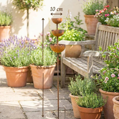 Rustic Metal Bird Bath Feeder — 3 Tier Garden Fountain Decor - BIRDLOVER