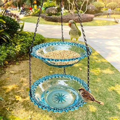2 in 1 Hanging Bird Feeder Bird Bath — Double Tier Decorative Tray - BIRDLOVER