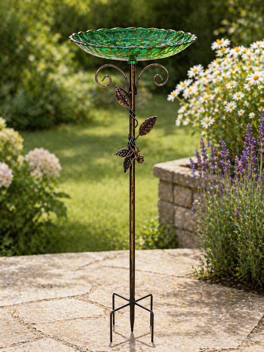 Garden Bird Bath with Metal Stand - BIRDLOVER