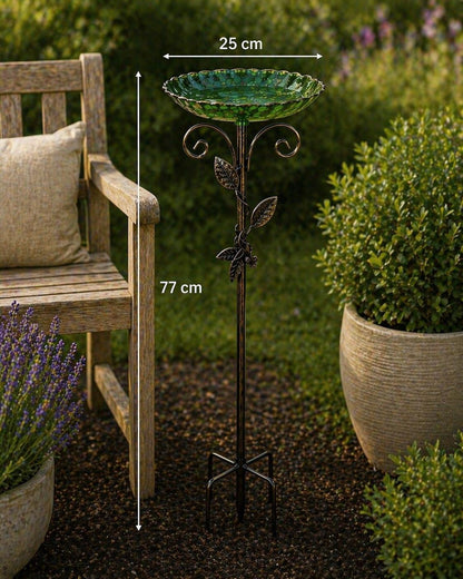 Garden Bird Bath with Metal Stand - BIRDLOVER