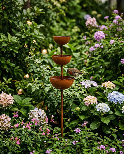 Tiered Rustic Metal Bird Bath for Outdoor Gardens - BIRDLOVER