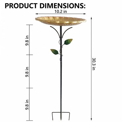 Wrought Iron Bird Bath and Feeder Set — Ground Stake Garden Decoration - BIRDLOVER