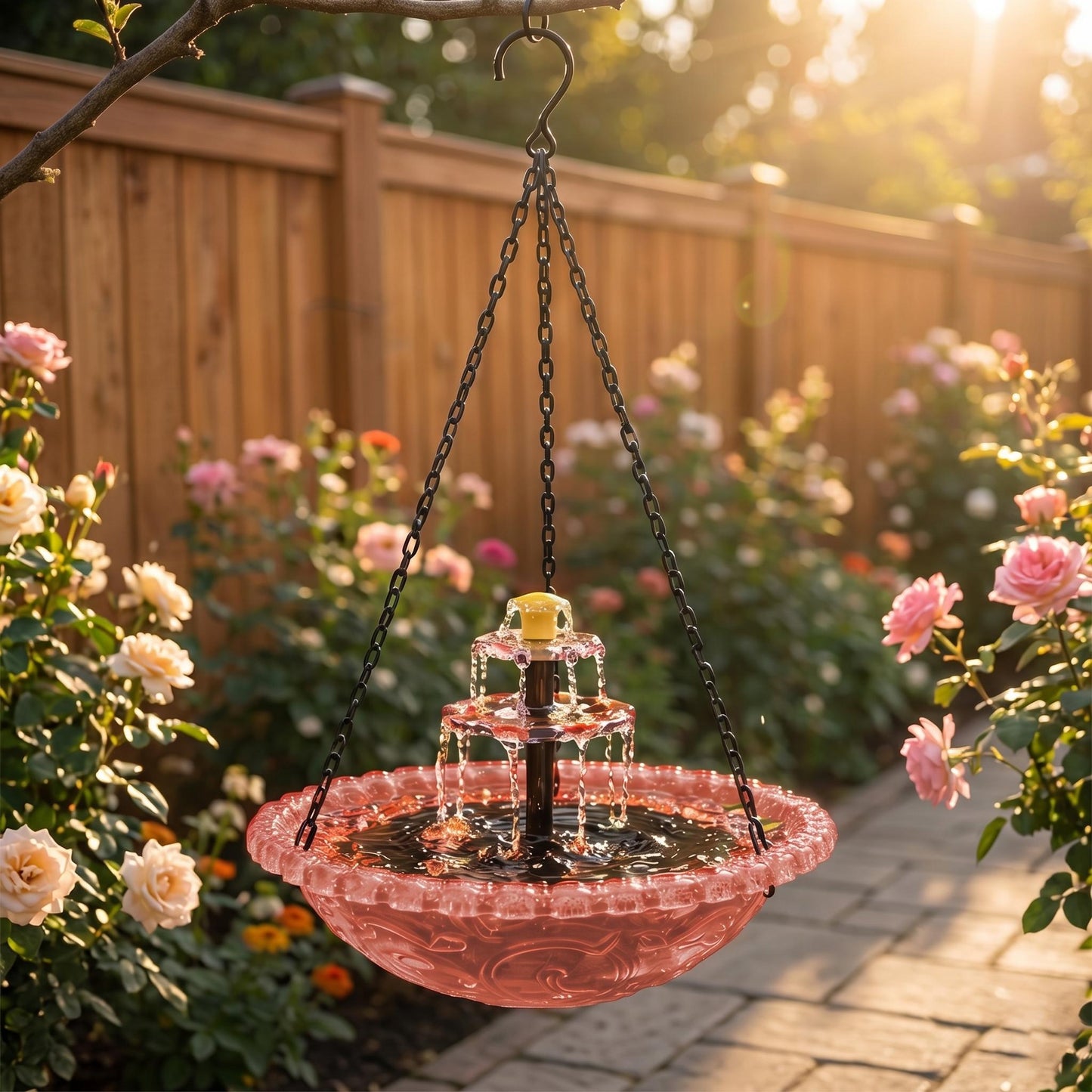 Hanging Solar Waterfall Bird Bath Fountain — Outdoor Hummingbird Feeder - BIRDLOVER