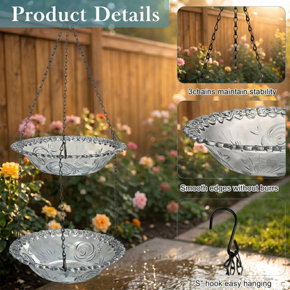 Hanging Solar Waterfall Bird Bath Fountain — Outdoor Hummingbird Feeder - BIRDLOVER