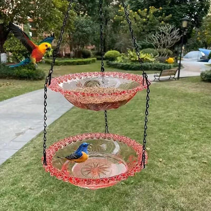 2 in 1 Hanging Bird Feeder Bird Bath — Double Tier Decorative Tray - BIRDLOVER