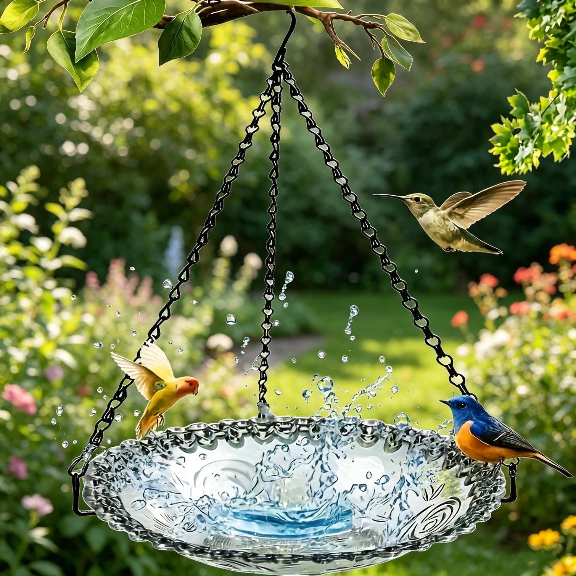 2 in 1 Hanging Bird Feeder Bird Bath — Double Tier Decorative Tray - BIRDLOVER