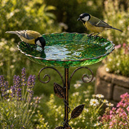 Garden Bird Bath with Metal Stand - BIRDLOVER