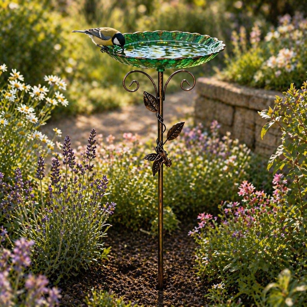 Garden Bird Bath with Metal Stand - BIRDLOVER