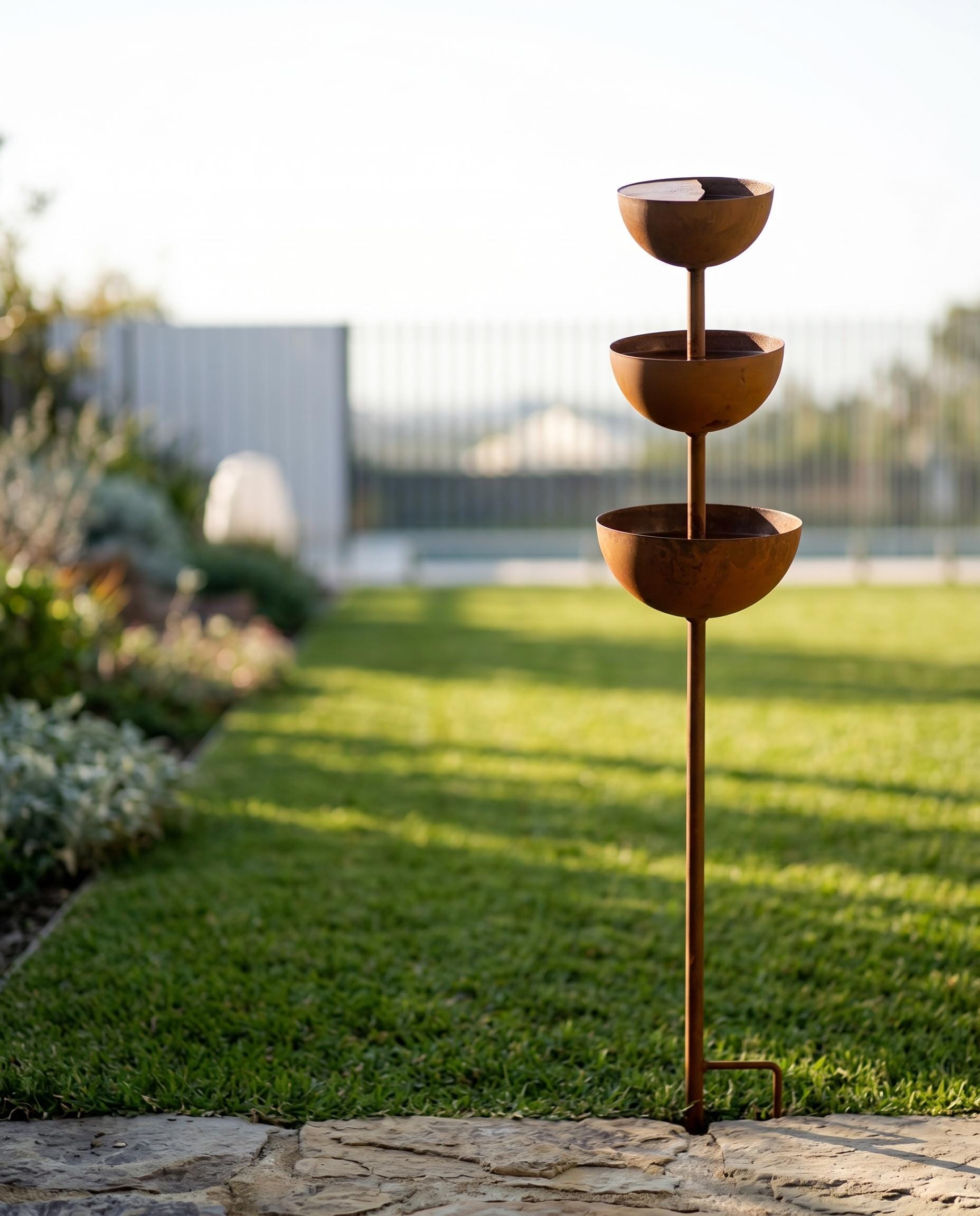 Tiered Rustic Metal Bird Bath for Outdoor Gardens - BIRDLOVER