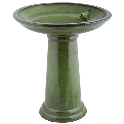 Bird Bath On Pedestal W/Bird Ceramic