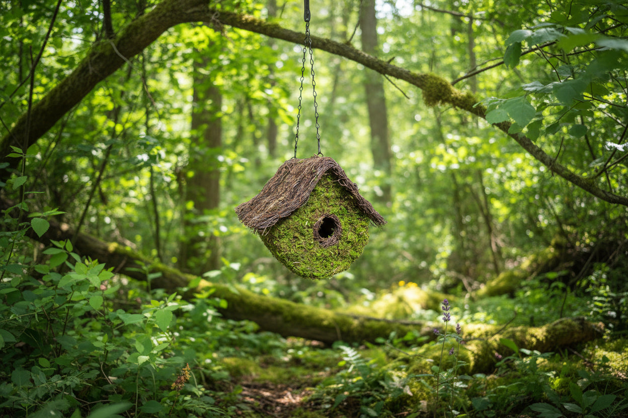 Natural Moss Birdhouse - Whimsical LOFT Design - BIRDLOVER