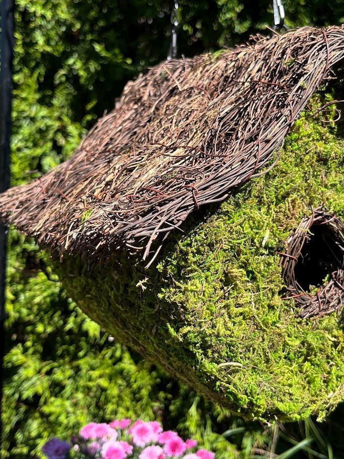 Natural Moss Birdhouse - Whimsical LOFT Design - BIRDLOVER