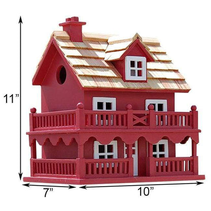 Novelty Cottage Bird House, Red