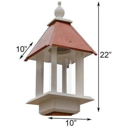 Pavilion Bird Feeder with Hammered Copper Colored Metal Roof