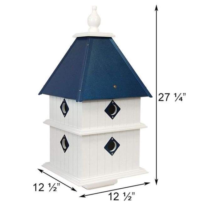 Plantation Bird House with Cobalt Blue Roof