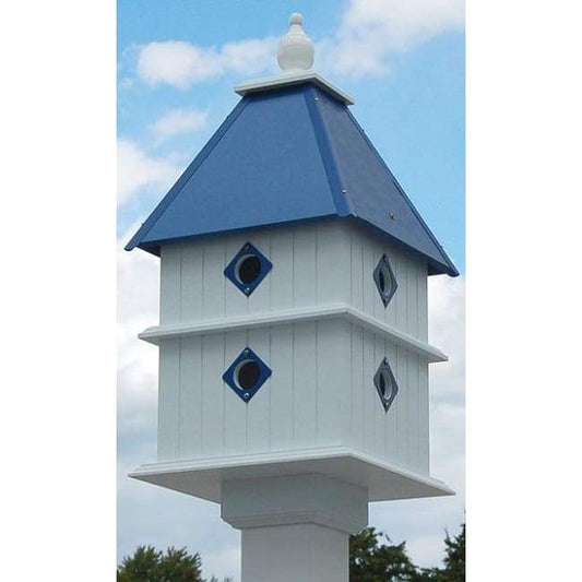 Plantation Bird House with Cobalt Blue Roof - BIRDLOVER