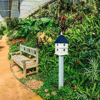 Plantation Bird House with Cobalt Blue Roof