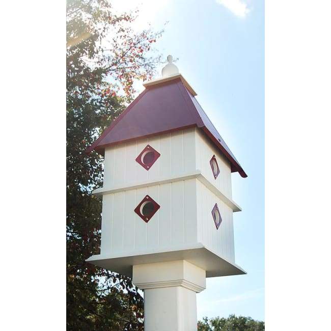 Plantation Bird House with Merlot Red Roof