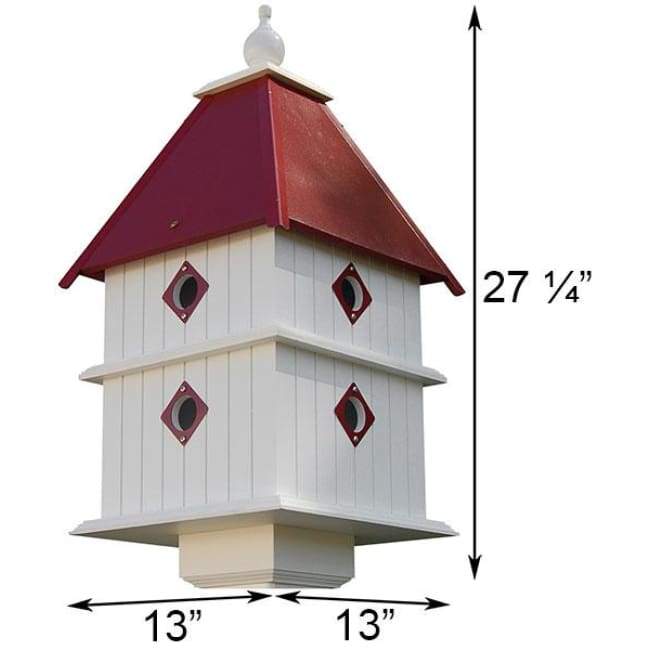 Plantation Bird House with Merlot Red Roof