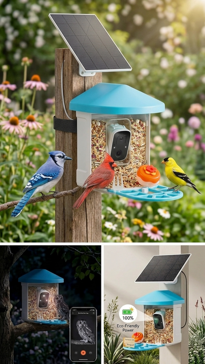 Smart Bird Feeder with Camera — Solar Powered, App Alerts, AI Bird ID