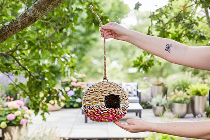 Recycled Cotton Birdhouse: Large Round Hanging Garden Nester - BIRDLOVER