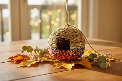 Recycled Cotton Birdhouse: Large Round Hanging Garden Nester - BIRDLOVER