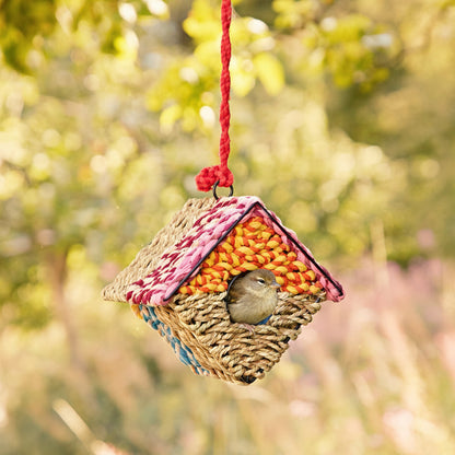 Recycled Cotton Diamond Birdhouse: Handmade Hanging Garden Nester - BIRDLOVER