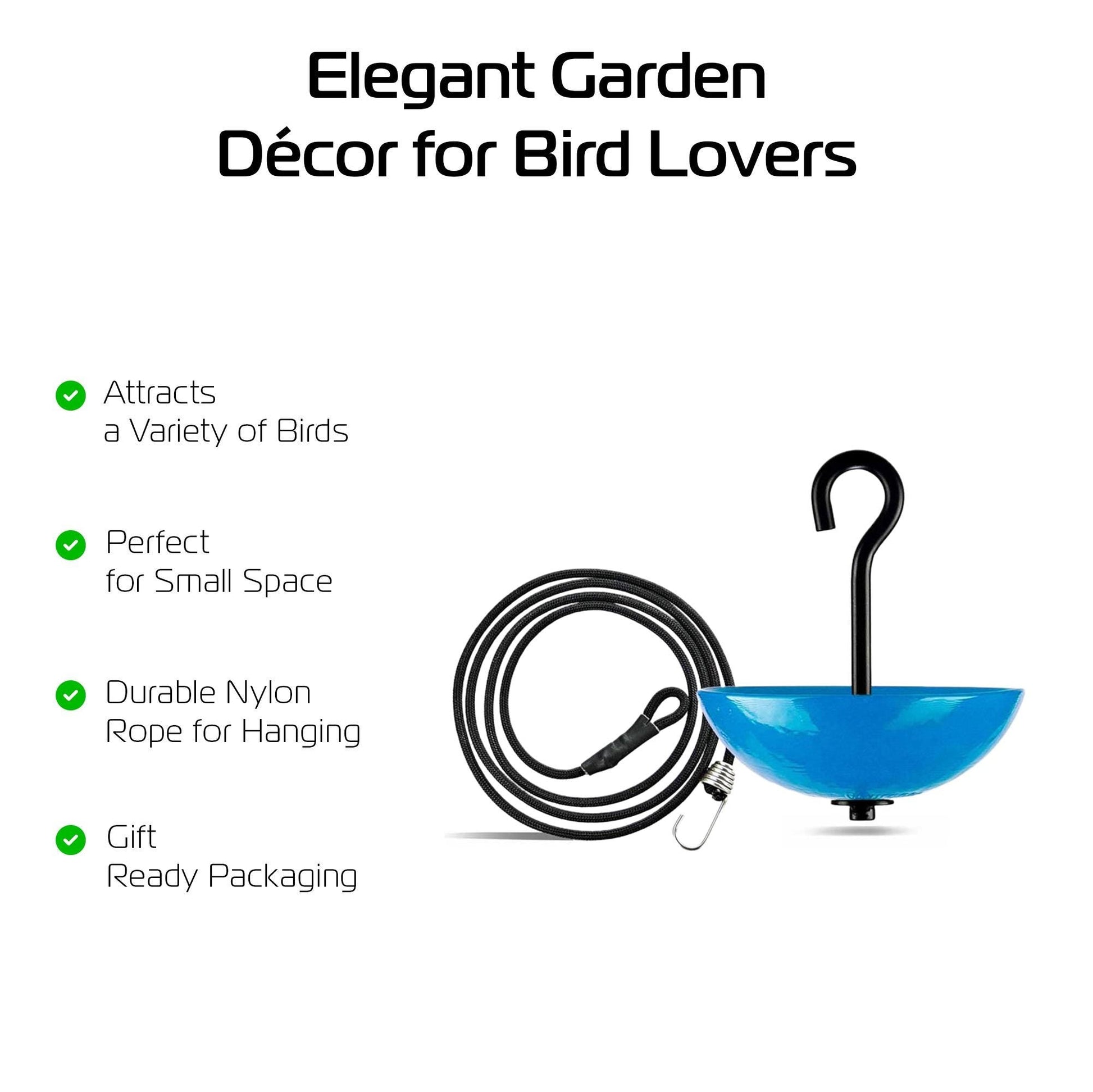 Single Hanging Poppy Bird Feeder with Nylon Rope | Decorative Bird Feeder for Birds, Outdoor Garden Decor & Unique Gift - BIRDLOVER