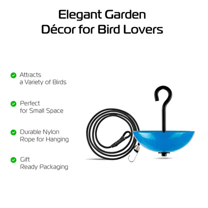 Single Hanging Poppy Bird Feeder with Nylon Rope | Decorative Bird Feeder for Birds, Outdoor Garden Decor & Unique Gift - BIRDLOVER