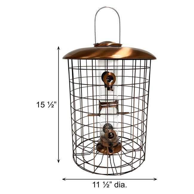 Squirrel - Resistant Brushed Copper Seed Tube Bird Feeder - BIRDLOVER