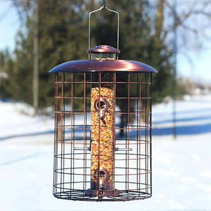 Squirrel - Resistant Brushed Copper Seed Tube Bird Feeder - BIRDLOVER