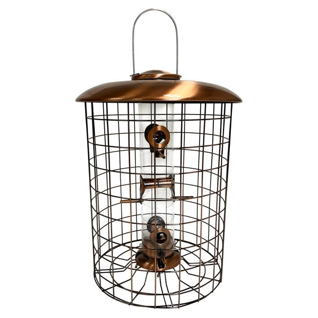 Squirrel - Resistant Brushed Copper Seed Tube Bird Feeder - BIRDLOVER