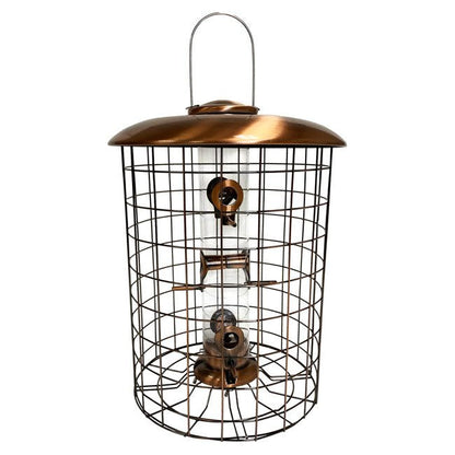 Squirrel - Resistant Brushed Copper Seed Tube Bird Feeder - BIRDLOVER