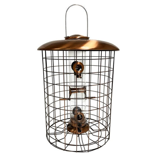 Squirrel - Resistant Brushed Copper Seed Tube Bird Feeder - BIRDLOVER