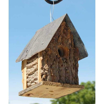 Summer Camp Bark Cabin Bird Houses, Set of 3