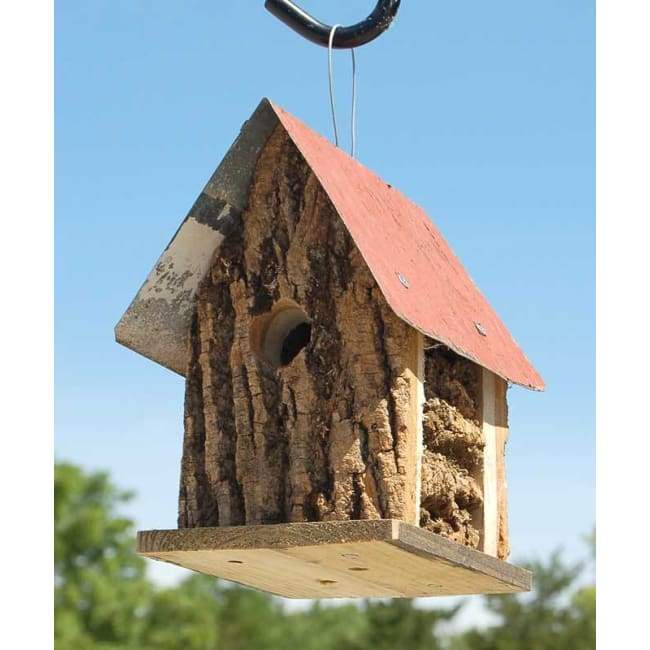 Summer Camp Bark Cabin Bird Houses, Set of 3