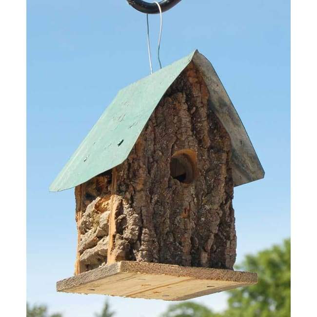 Summer Camp Bark Cabin Bird Houses, Set of 3