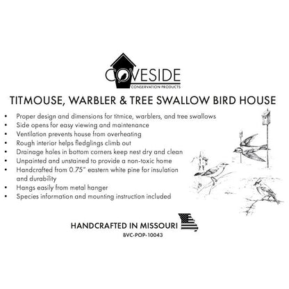 Titmouse, Warbler & Tree Swallow Bird House - BIRDLOVER