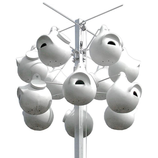 Troyer's Deluxe Gourd Rack with 12 Crescent SREH Gourds - BIRDLOVER