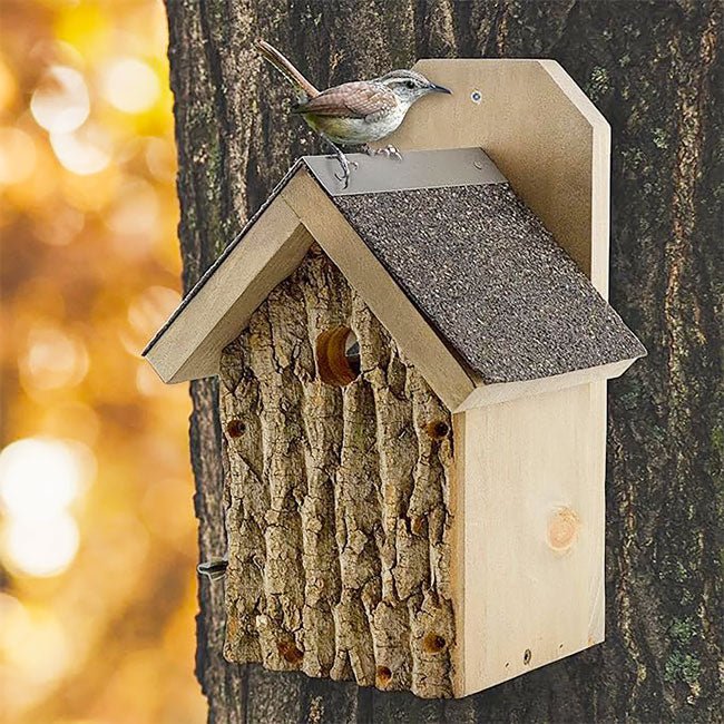 Uncle Dunkel's Bark Clad Ultimate Wren and Chickadee House - BIRDLOVER