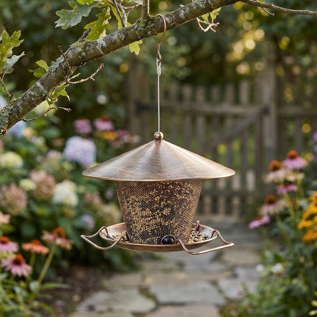 Vintage Hanging Bird Feeder Metal Outdoor Garden Rainproof Feeder - BIRDLOVER